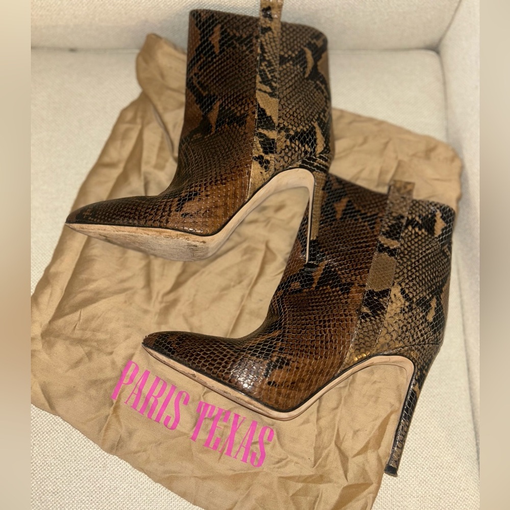 Paris Texas Python Pointed Toe Stiletto Ankle Boo… - image 1